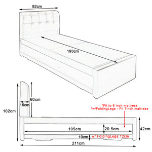 Carlin Single and Super Single Pull Out Bed Frame with Optional Mattress Add On in 5 Colours