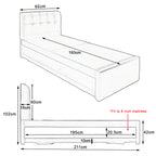 Dorma Single Divan + Pull-Out Type Bed Frame Fabric Upholstery in Grey Colour w/ Mattress Option