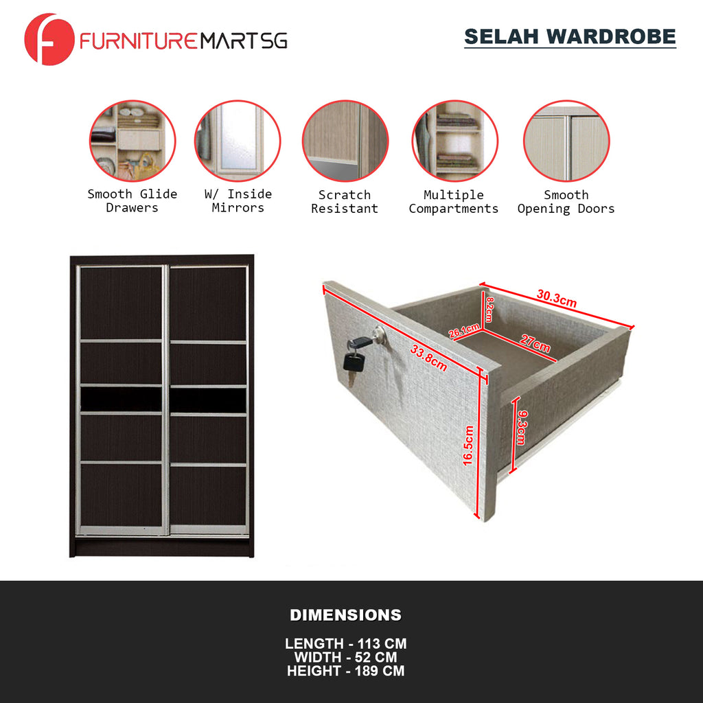 Selah Series 2 2-Door Sliding Door Wardrobe