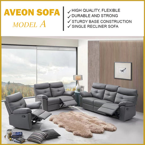 Image of Aveon Half Leather Sofa 5 recliners  Sofa Set in 2 Models