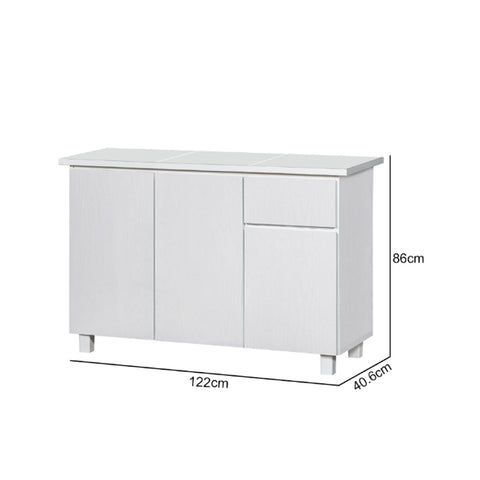 Image of Deena Series 2/3-Door Kitchen Cabinet with Drawers in White Colour