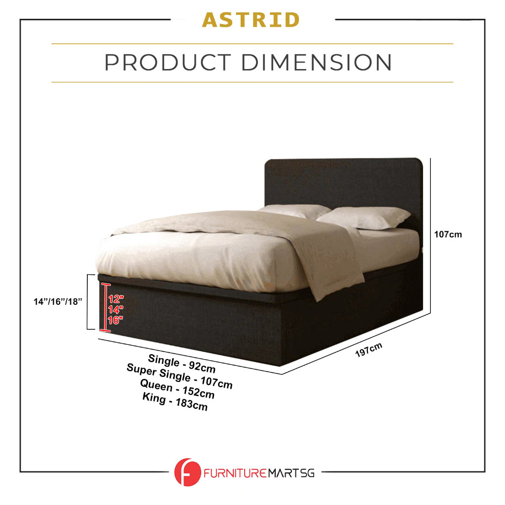 Diomire Astrid 14"/16"/18" SBD Storage Bed PetFriendly Scratch-resist Fabric-w/ Mattress