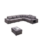 Gisela Corner Set Sofa Water Resistant Fabric in Grey Colour
