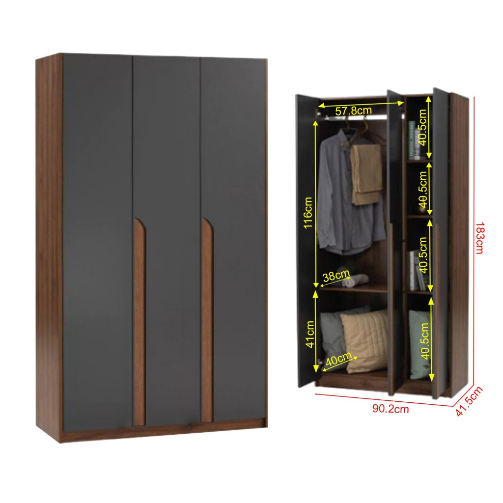 Munich Series 2-Door/3-Door Soft Closing Wardrobe w/ Clothing Rod in 2 Colours