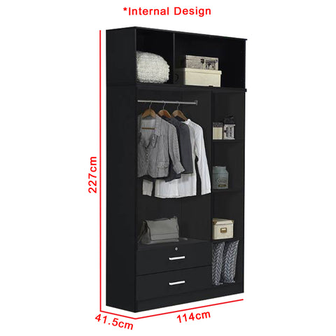 Image of BERLIN Tall Series 3 Doors Soft Closing Wardrobe with Drawers & Top Cabinet in 6 Colours