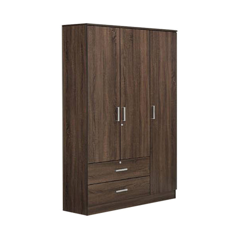 Image of Berlin Series 3 Door with Drawers Soft Closing Wardrobe in Columbia Walnut Colour