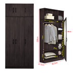 Munich Series 3-Door Soft Closing Wardrobe with Top Cabinet - w/ Mirror Add-On in 3 Colours