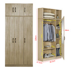 Munich Series 3-Door Soft Closing Wardrobe with Top Cabinet - w/ Mirror Add-On in 3 Colours