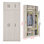 Munich Series 3-Door Soft Closing Wardrobe with Top Cabinet - w/ Mirror Add-On in 4 Colours