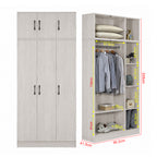 Munich Series 3-Door Soft Closing Wardrobe with Top Cabinet - w/ Mirror Add-On in 4 Colours