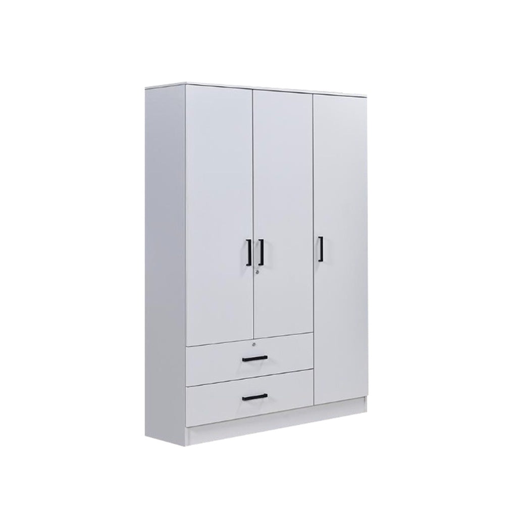 Moira CARB-P2 Certified Board 2-5 Doors  Scratch-Resist Wardrobe w/ Drawers White Colour