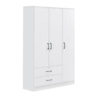 Cyprus Series 3 Door Wardrobe with Drawers in Full White Colour