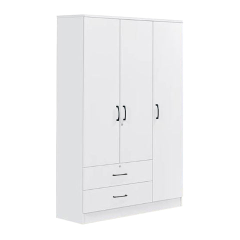 Image of Cyprus Series 3 Door Wardrobe with Drawers in Full White Colour