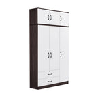 Rome Series 1/2/3/4/5 Doors Tall Wardrobe with Drawers and Top Cabinet in Walnut+White