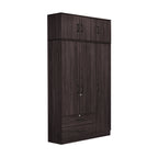 Britain Series 1/2/3/4/5 Doors Tall Wardrobe with Drawers and Top Cabinet in Black Walnut