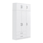 Cyprus Series 3 Door Tall Wardrobe with Drawers and Top Cabinet in Full White Colour