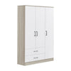 Poland Series 3 Door Wardrobe with Drawers in Ivory & White Colour