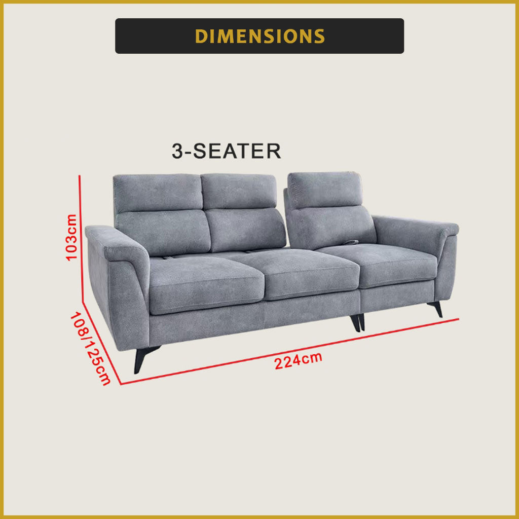 Cedie 3-Seater Pushback Sofa Pocket Spring High Density Foam PetFriendly Scratch-Resist