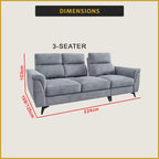 Cedie 3-Seater Pushback Sofa Pocket Spring High Density Foam PetFriendly Scratch-Resist