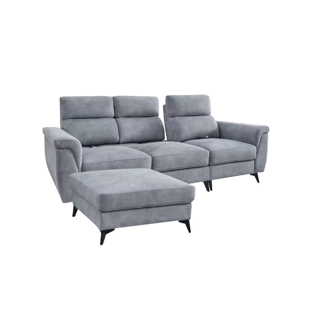 Cedie 3-Seater + Stool Pushback Sofa Pocket Spring High Density Foam PetFriendly Scratch-Resist