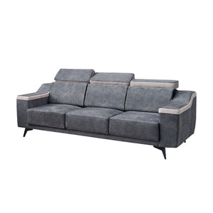 Zeak 2-Seater 3-Seater Sofa Adjustable High Back in Grey Fabric