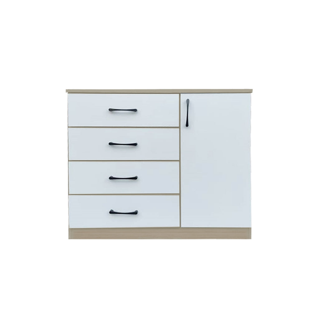 Fredo Premium Chest of Drawers with Cabinet Full Laminated Back Panel in 6 Colours