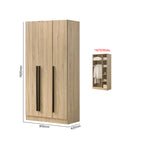 Zarya Series 3 Tall 3 Door Wardrobe Cabinet In Natural Oak Colour