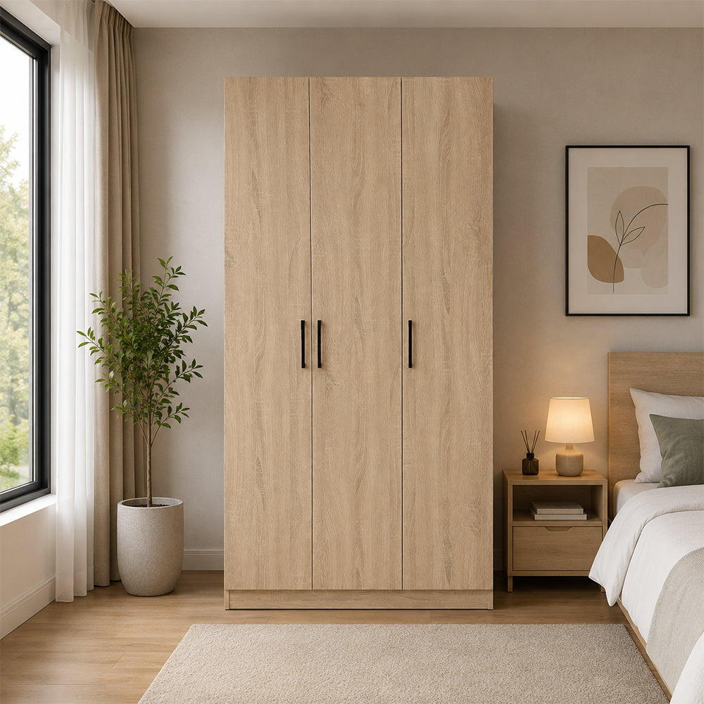 MIORI 2/3-Door Wooden Wardrobe Modern Clothes Cabinet with CARB-P2 Low Formaldehyde Board