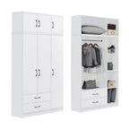 BERLIN Series 1/2/3/4/5 Doors Tall Wardrobe with Drawers and Top Cabinet in 6 Colours