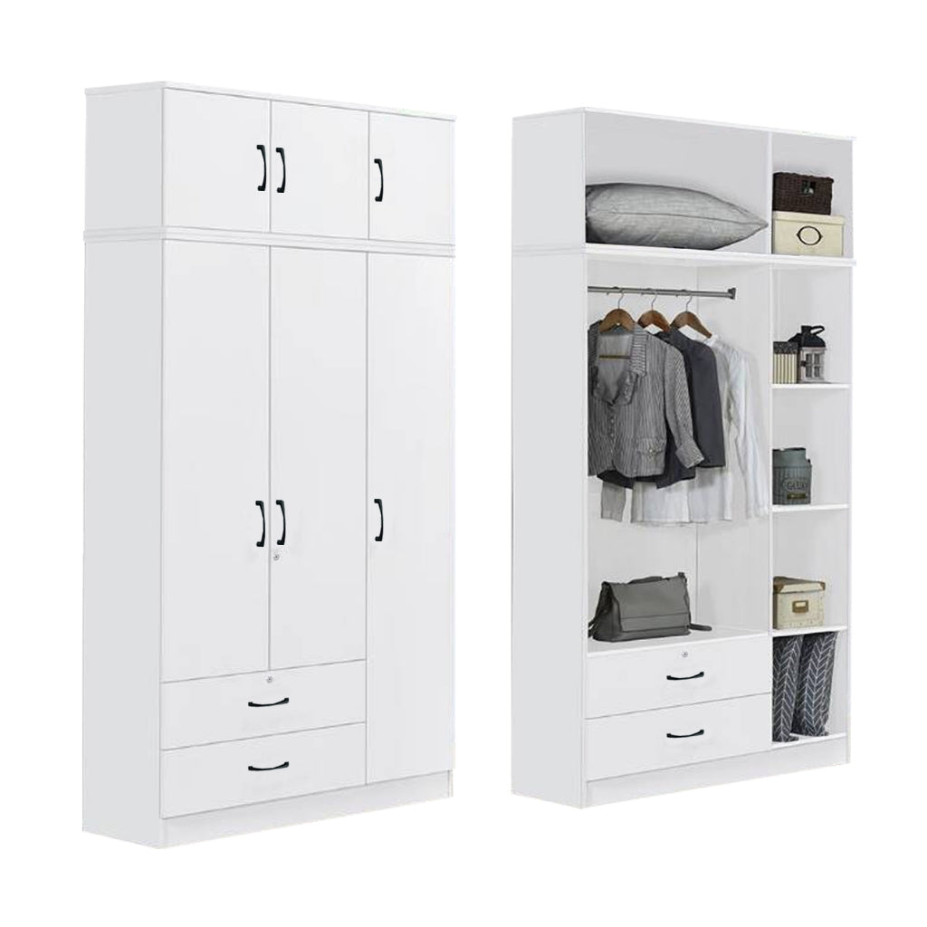 BERLIN Series 1/2/3/4/5 Doors Tall Wardrobe with Drawers and Top Cabinet in 6 Colours
