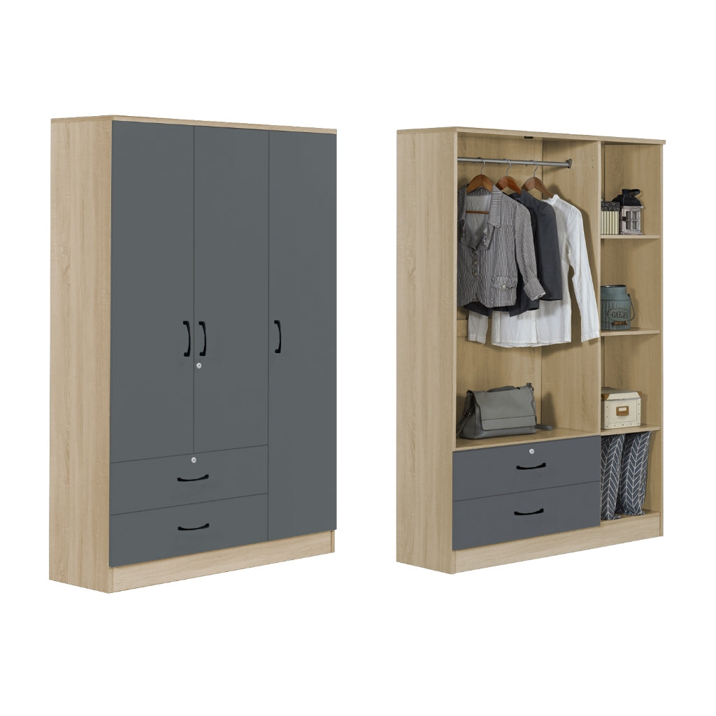BERLIN Series 1/2/3/4/5 Doors Tall Wardrobe with Drawers and Top Cabinet in 6 Colours
