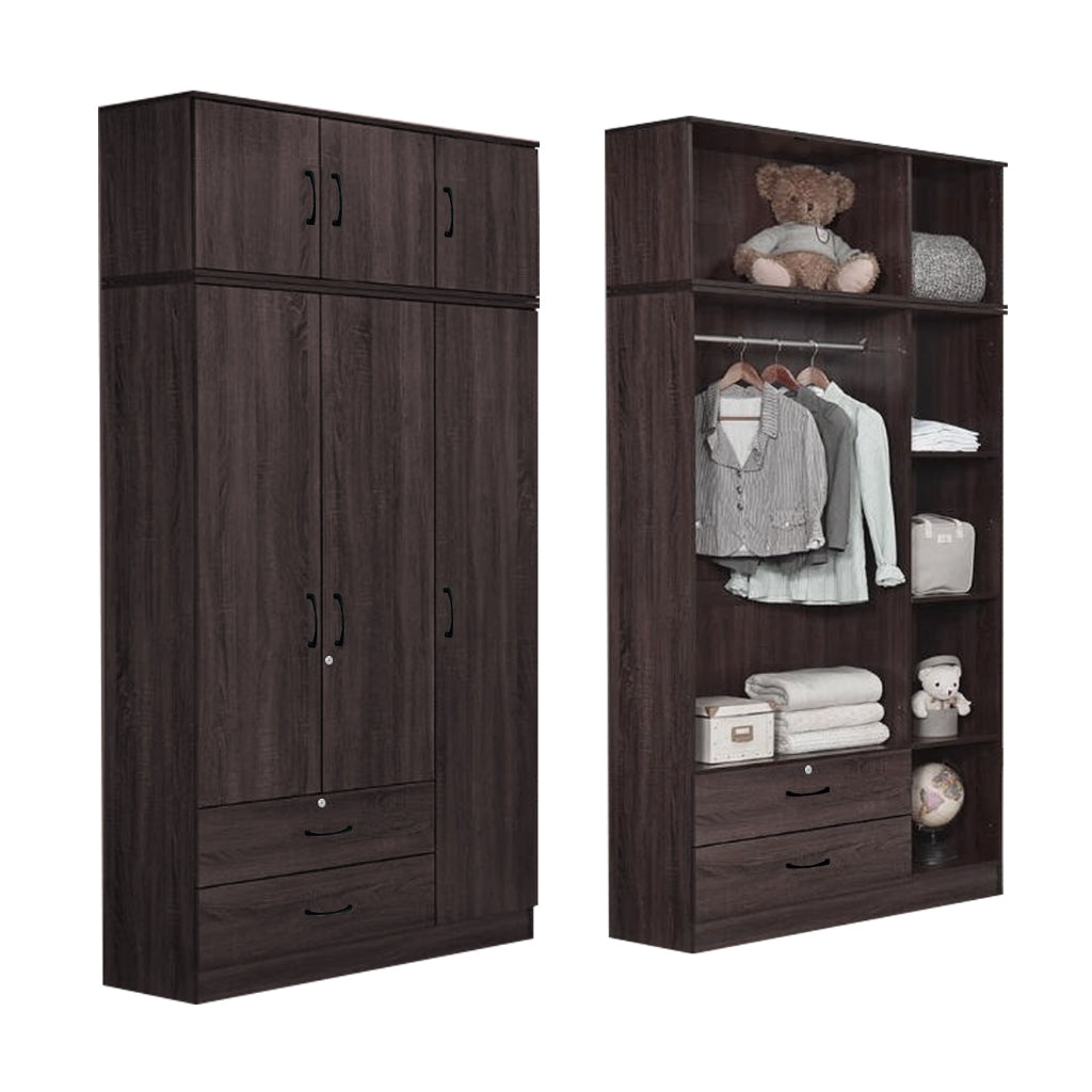 BERLIN Series 1/2/3/4/5 Doors Tall Wardrobe with Drawers and Top Cabinet in 6 Colours