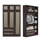CROATIA Series 1/2/3/4/5 Doors Wardrobe Rattan Design with Drawers and Top Cabinet