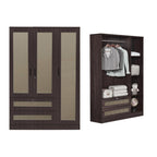 CROATIA Series 1/2/3/4/5 Doors Wardrobe Rattan Design with Drawers and Top Cabinet