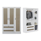 CROATIA Series 1/2/3/4/5 Doors Wardrobe Rattan Design with Drawers and Top Cabinet