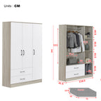 Poland Series 3 Door Wardrobe with Drawers in Ivory & White Colour