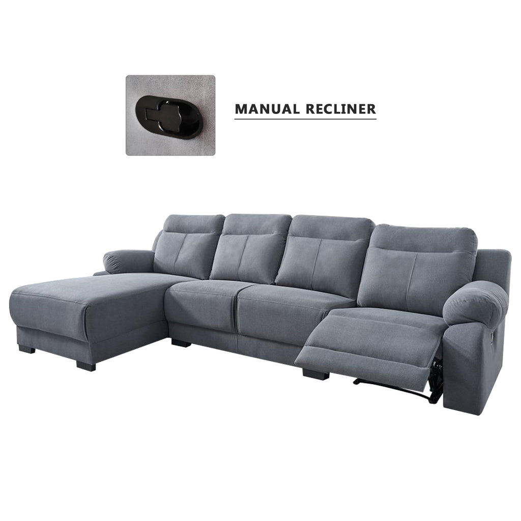 Quinci Series 2/3-Seater L-Shaped Recliner Sofa & Coffee Table in 47 Colour - PetFriendly Fabric Option