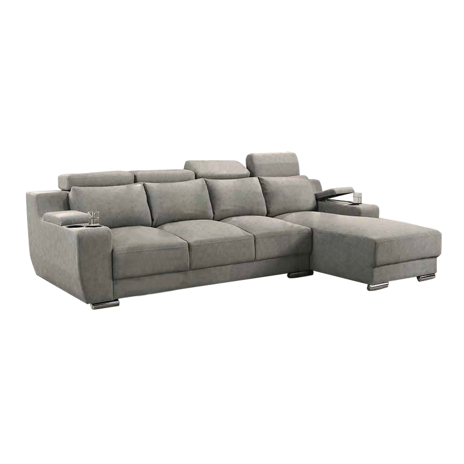 Kiaan Sofa Armrest Storage + Cup Holders 3/4L Shape Sofa Set w/ Pet-Friendly Option