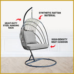 Fiona Series 1 Swing Chair Living Room Garden or Balcony Chair Synthetic Rattan w/ Steel Legs