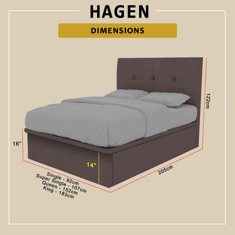 Image of Hagen 16" Depth Storage Bedframe w/ Mattress PetFriendly Scratchproof Option - All Sizes