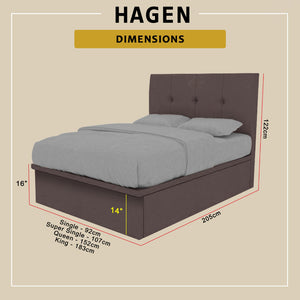 Hagen 16" Depth Storage Bedframe w/ Mattress PetFriendly Scratchproof Option - All Sizes