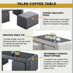 Talen Coffee Table with 2 pcs Stool - with PetFriendly Options