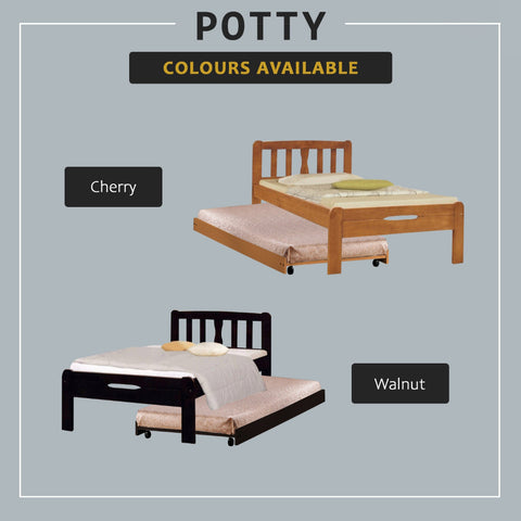 Image of Potty Pull-Out Bed Single/Super Single Solid Rubberwood BedFrame w/ Mattress Option