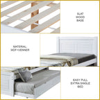 Delia Pull-Out Bed Frame Slatted Wood Base with Pull-out Bed w/ Mattress Option