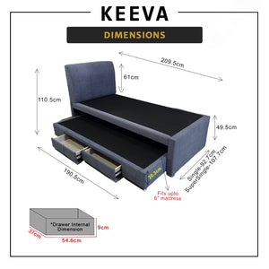 Keeva Pull-Out Bed Frame w/ Drawers Single/SSingle - w/ Mattress and PetFriendly Option