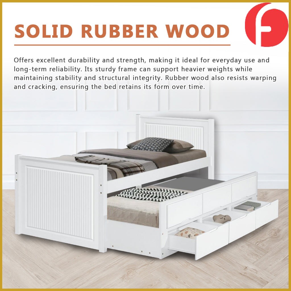 Nommi Single / Super Single Pull-Out Bed Frame with Drawers