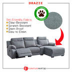 Drazie L-shaped Reclining Sofa Pocketed Spring & Coffee Table in Claw Resistant Pet-Friendly Fabric/Leather