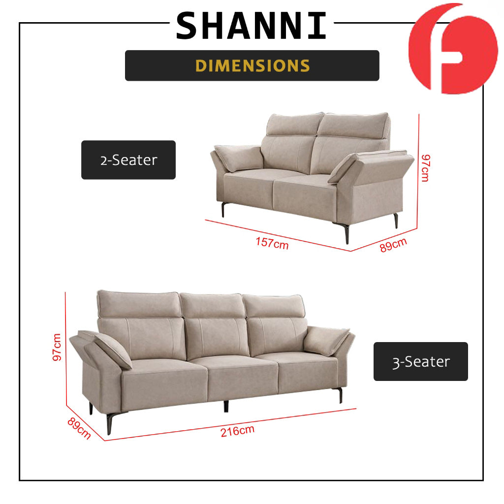 Shanni Series 2/3-Seater Sofa Pocket Spring in 47 Colour - w/ PetFriendly Fabric Option