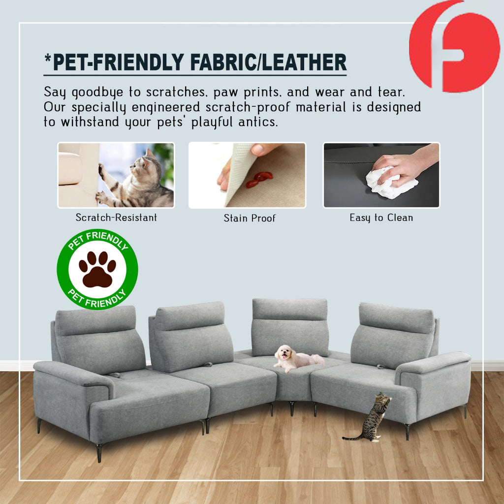 Carrey Series Pushback Corner Sofa Zigzag Spring in 47 Colour - w/ PetFriendly Fabric