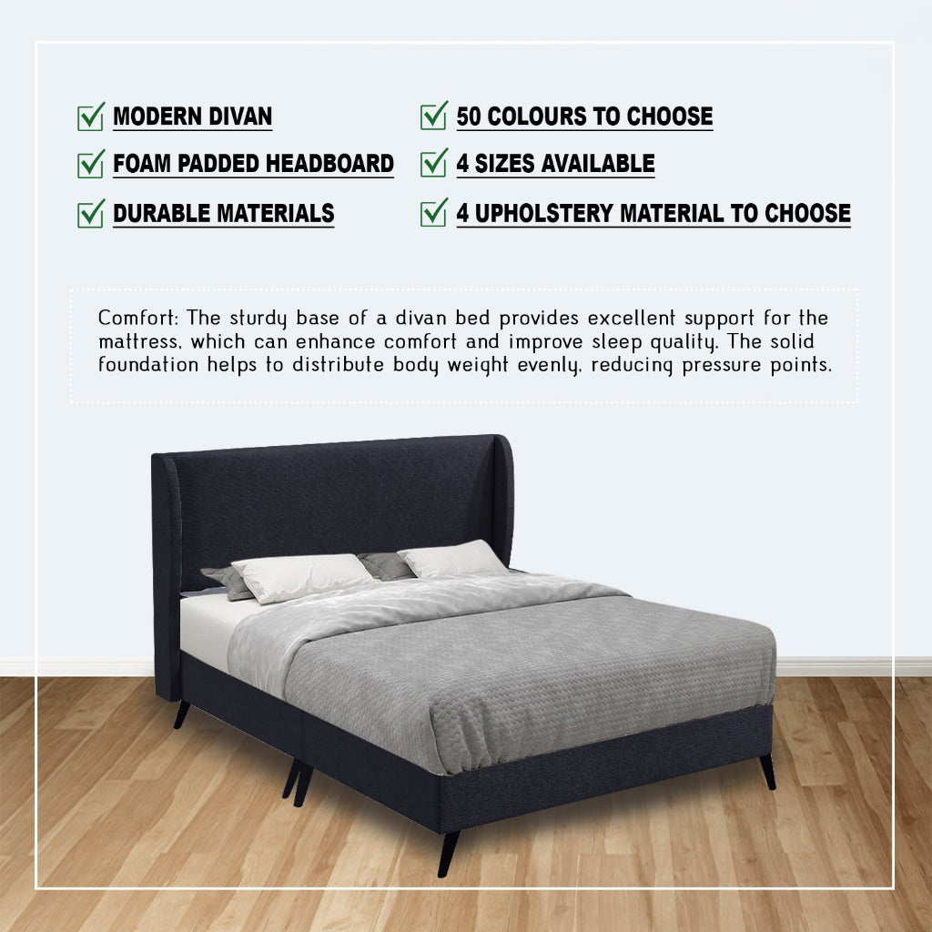 Ansel Divan Bed Frame with Mattress - PetFriendly Scratch Resistant Option / All Sizes